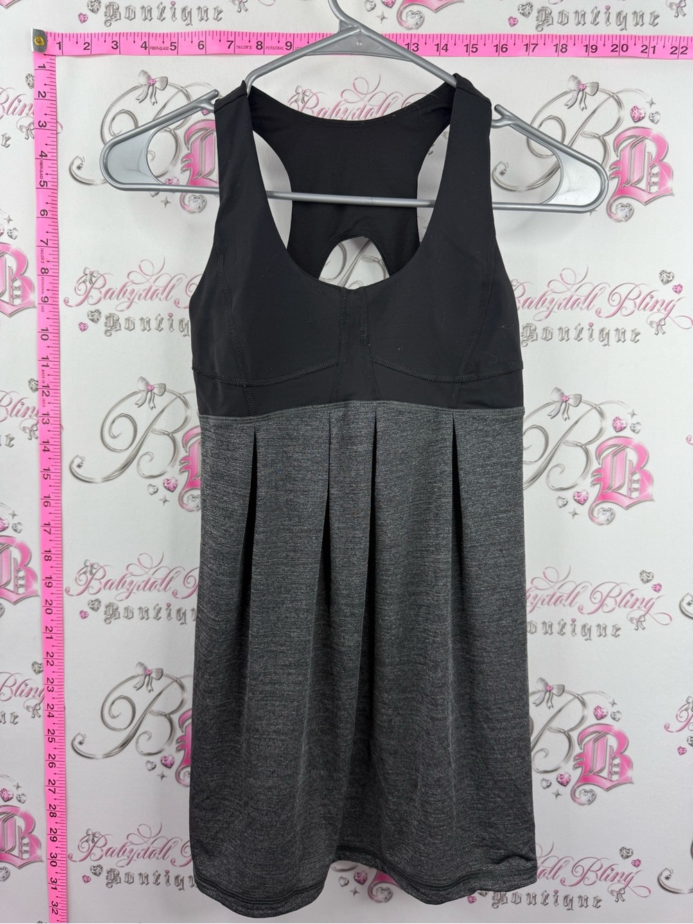 lululemon athletica Black and Gray Pleated Tank Top Dress